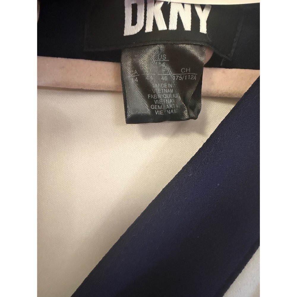 DKNY Fit & Flare Dress Size 14 Ivory Navy Colorblock Zip Front ShortSleevederby - Picture 8 of 8